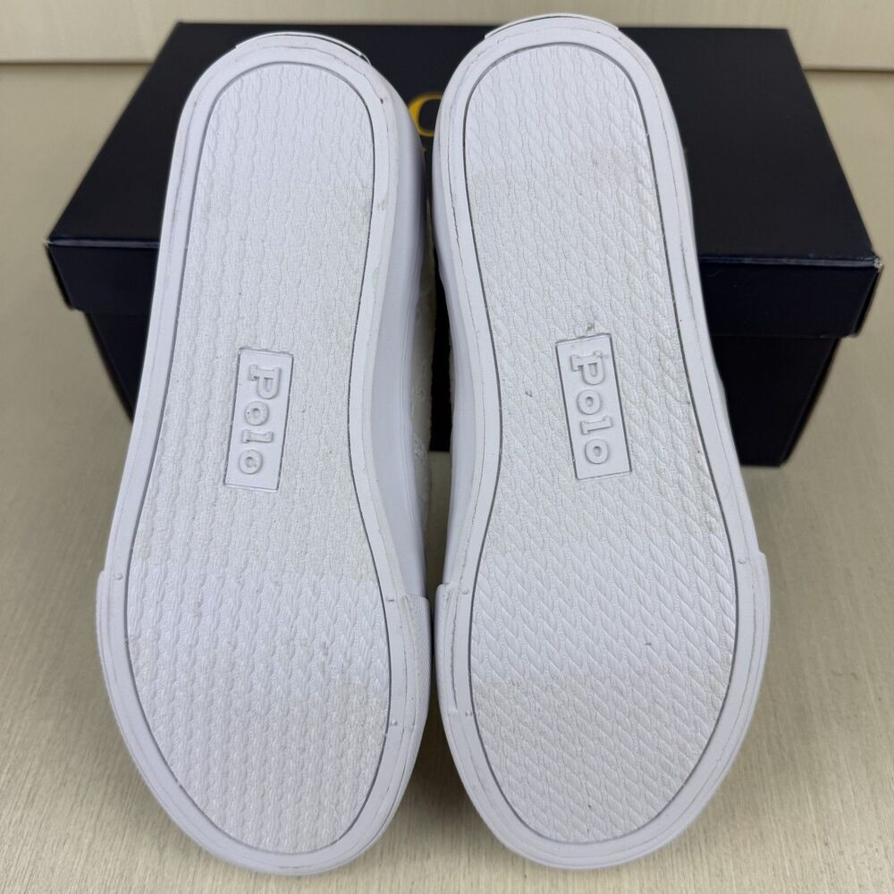 Polo Ralph Lauren White Thornton Shoes Children Girls Size 1 Lace Sneakers - Picture 6 of 9